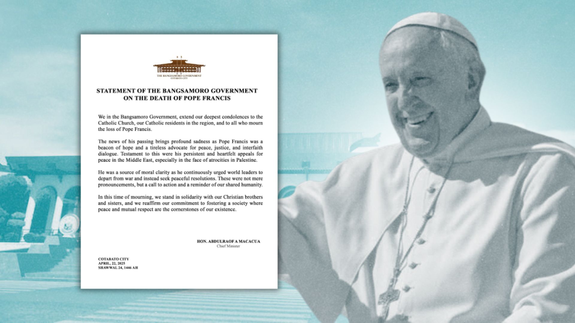 BARMM leaders pay respects to Pope Francis’ passing