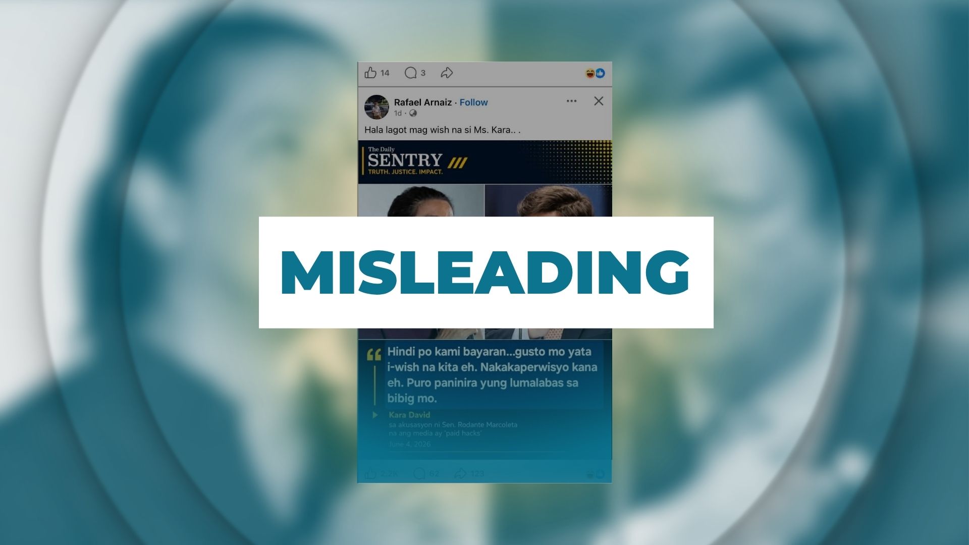 MISLEADING: Kara David wishes harm on Marcoleta over “bayaran” remark