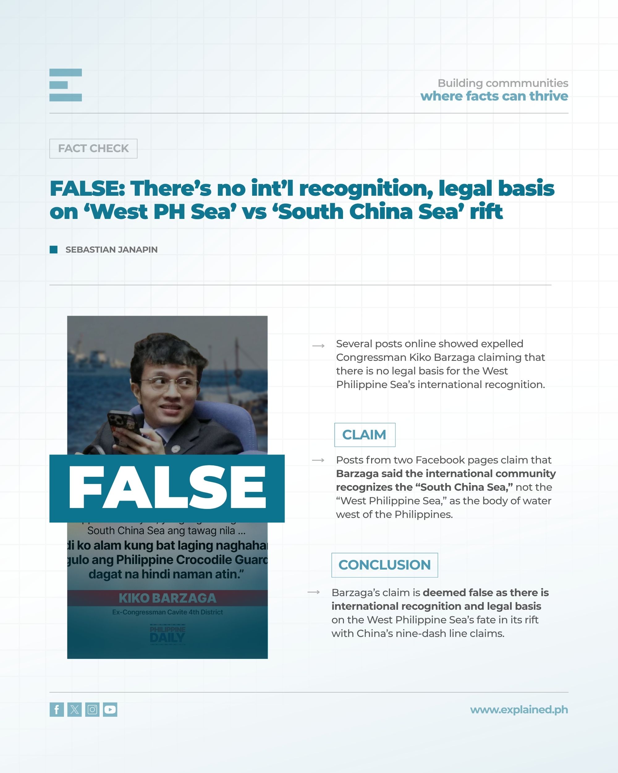 FALSE: There’s no int’l recognition, legal basis on ‘West PH Sea’ vs ‘South China Sea’ rift