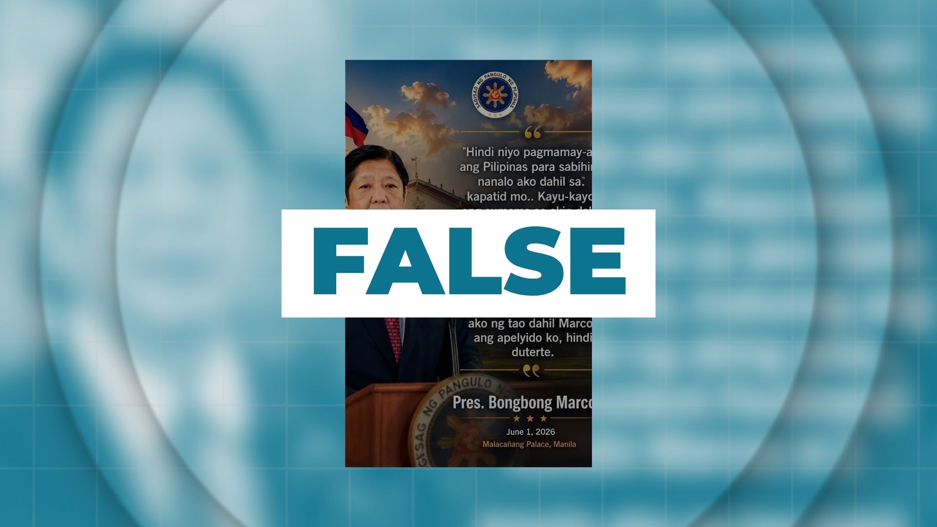 FALSE: “Binoto ako ng tao dahil Marcos ang apelyido ko, hindi Duterte” – PBBM
