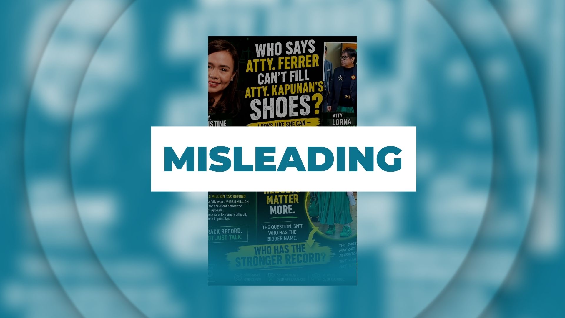 MISLEADING: Atty. Kristine Ferrer has a "stronger record" than Atty. Lorna Kapunan based on corporate tax cases
