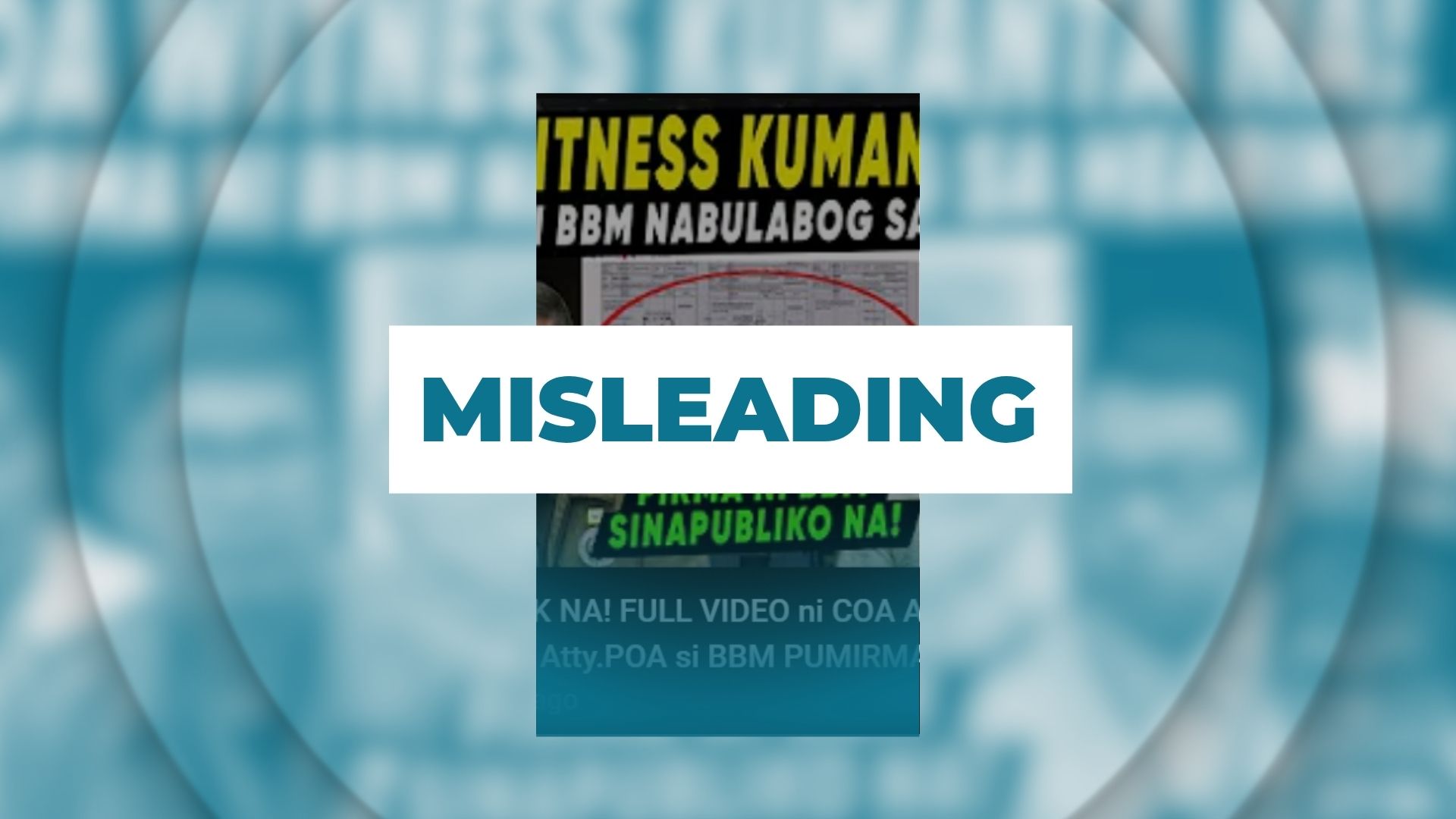 MISLEADING: COA auditor admits BBM signed off on VP Sara's confidential fund spending 