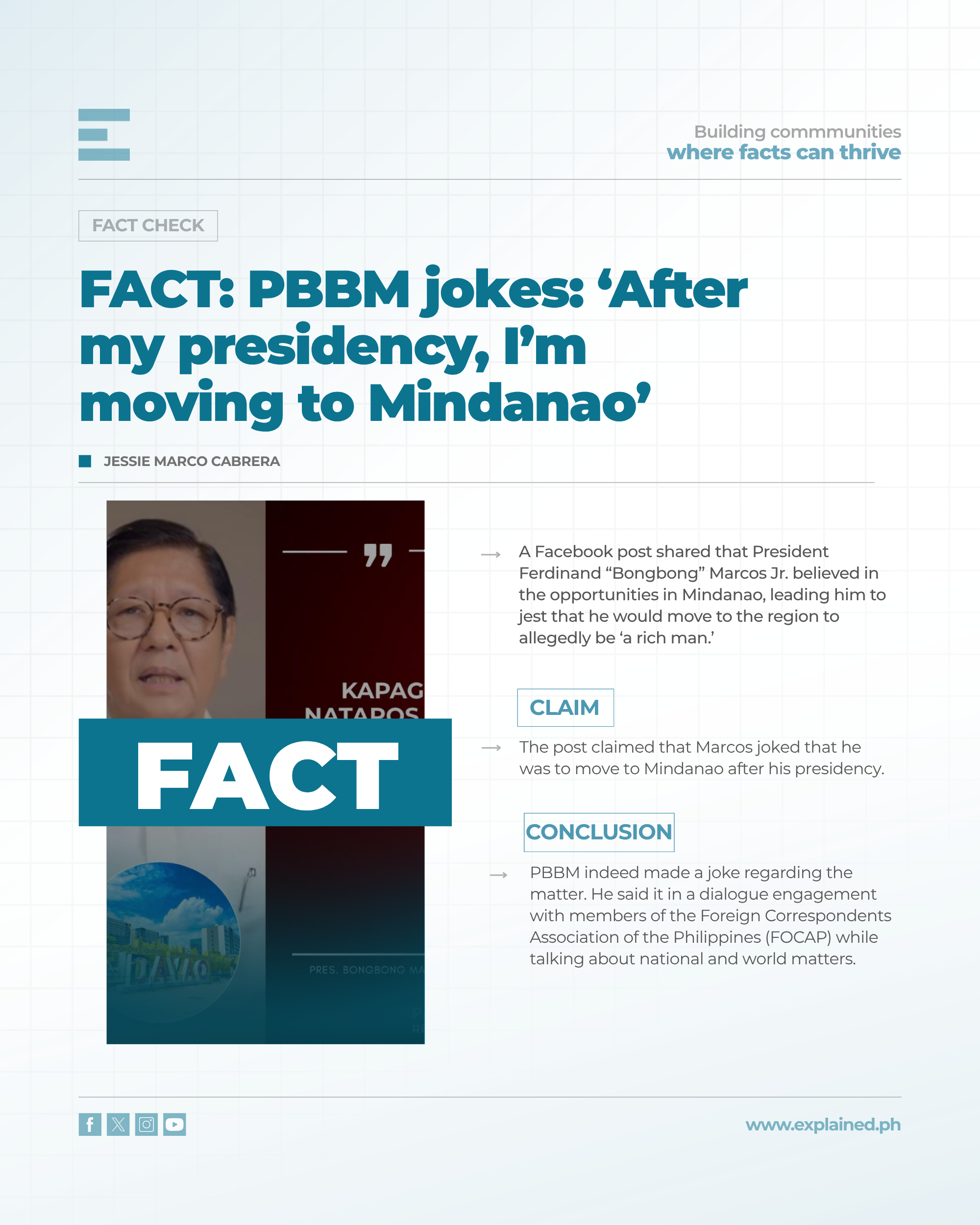 FACT: PBBM jokes: ‘After my presidency, I’m moving to Mindanao’